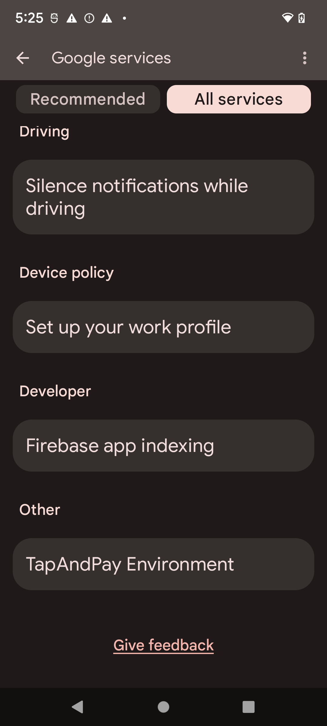 Screenshot della conferma della modifica dell&#39;ambiente