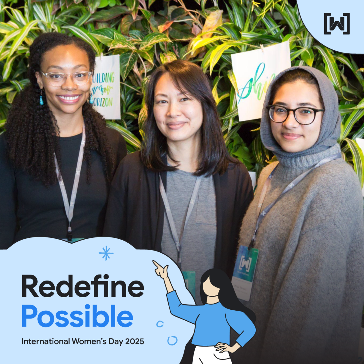 photo of three women smiling for International Women's Day 2025 redefine possible campaign
