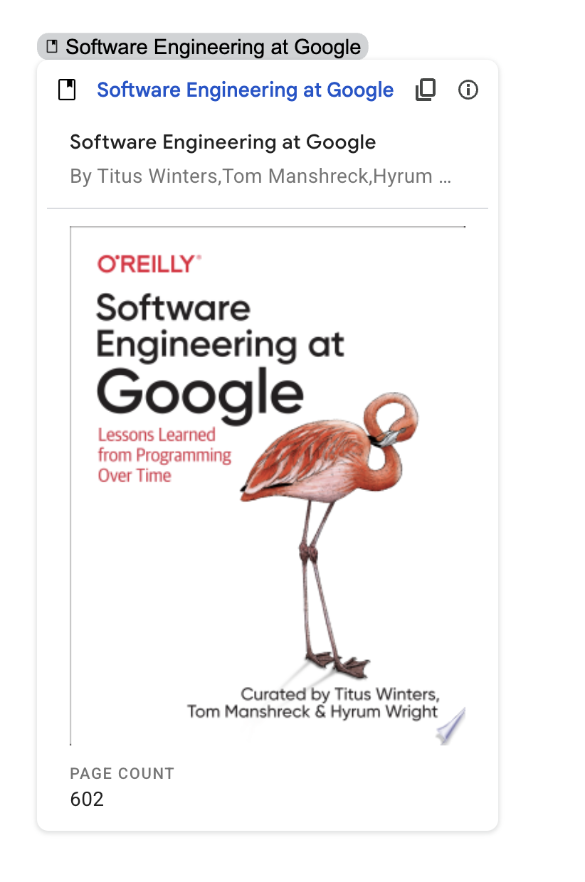 Una vista previa del vínculo del libro Ingeniería de software en Google.