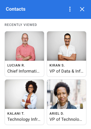 顯示聯絡資訊的格狀小工具範例