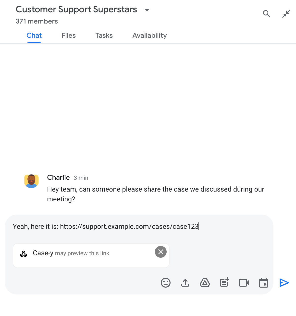Chip cho biết ứng dụng Chat có thể xem trước một đường liên kết