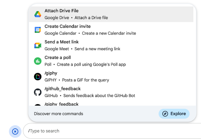 用户发现了一个包含斜杠命令和快速命令的菜单。