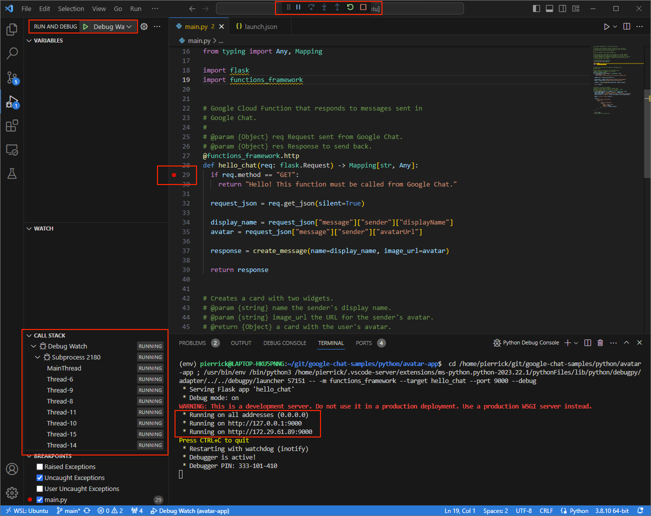 应用正在运行，并在端口 `9000` 上侦听 HTTP 请求