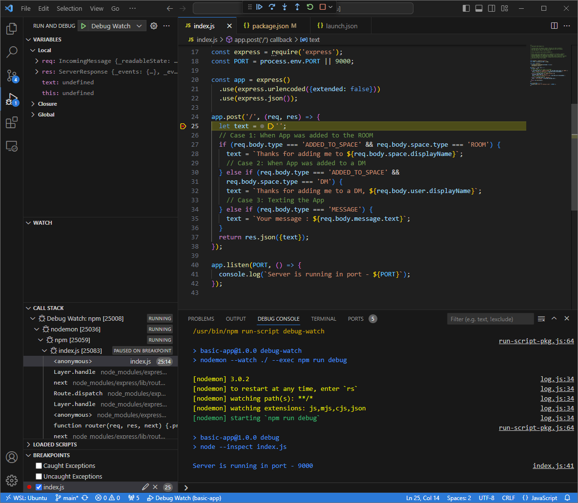 Quá trình thực thi sẽ tạm dừng tại điểm ngắt đã được đặt
