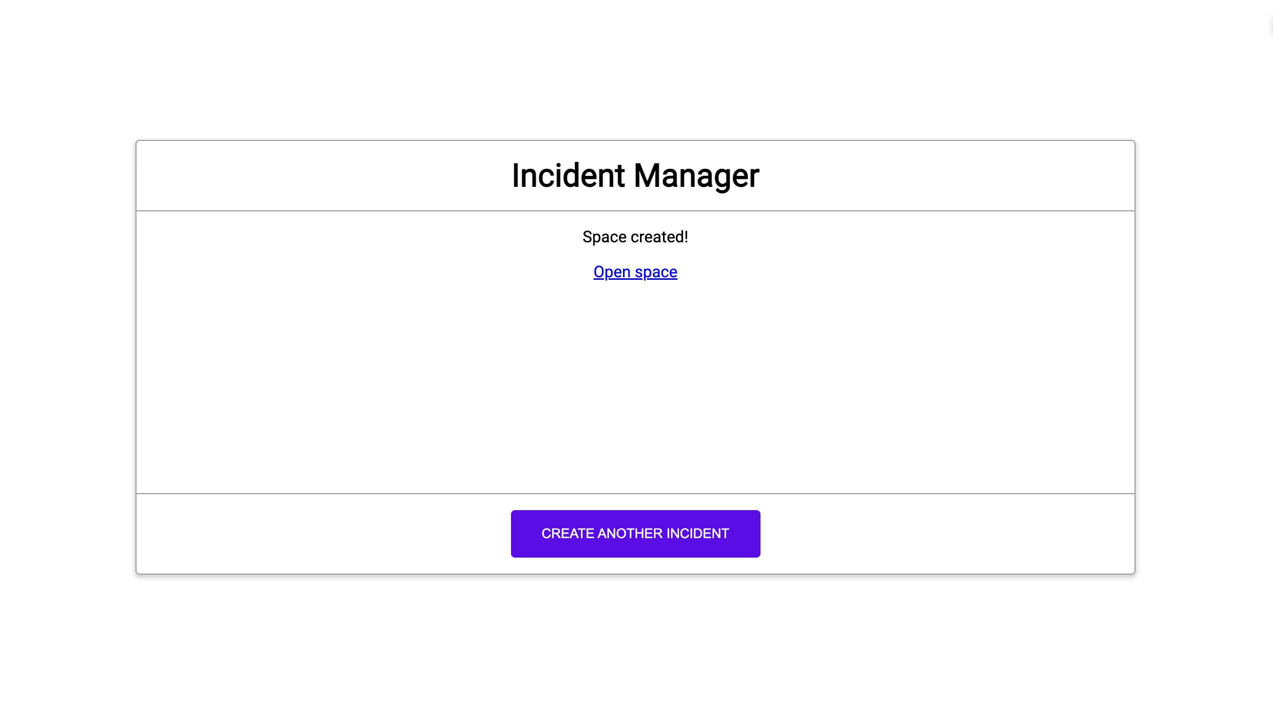 Notification indiquant que l'espace de discussion de l'incident a été créé.