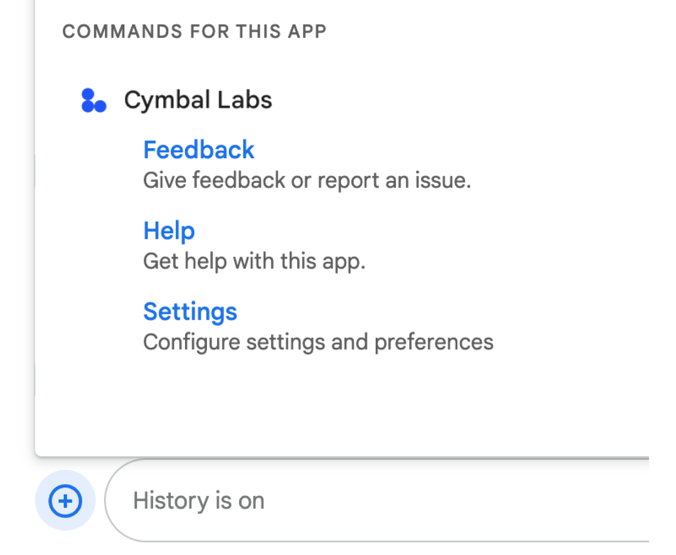 A user views quick commands from the menu.