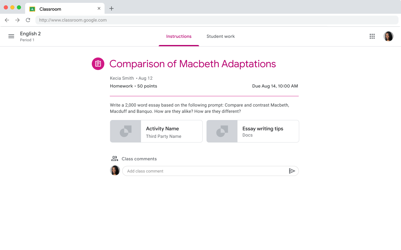 Anteprima del compito per l'insegnante