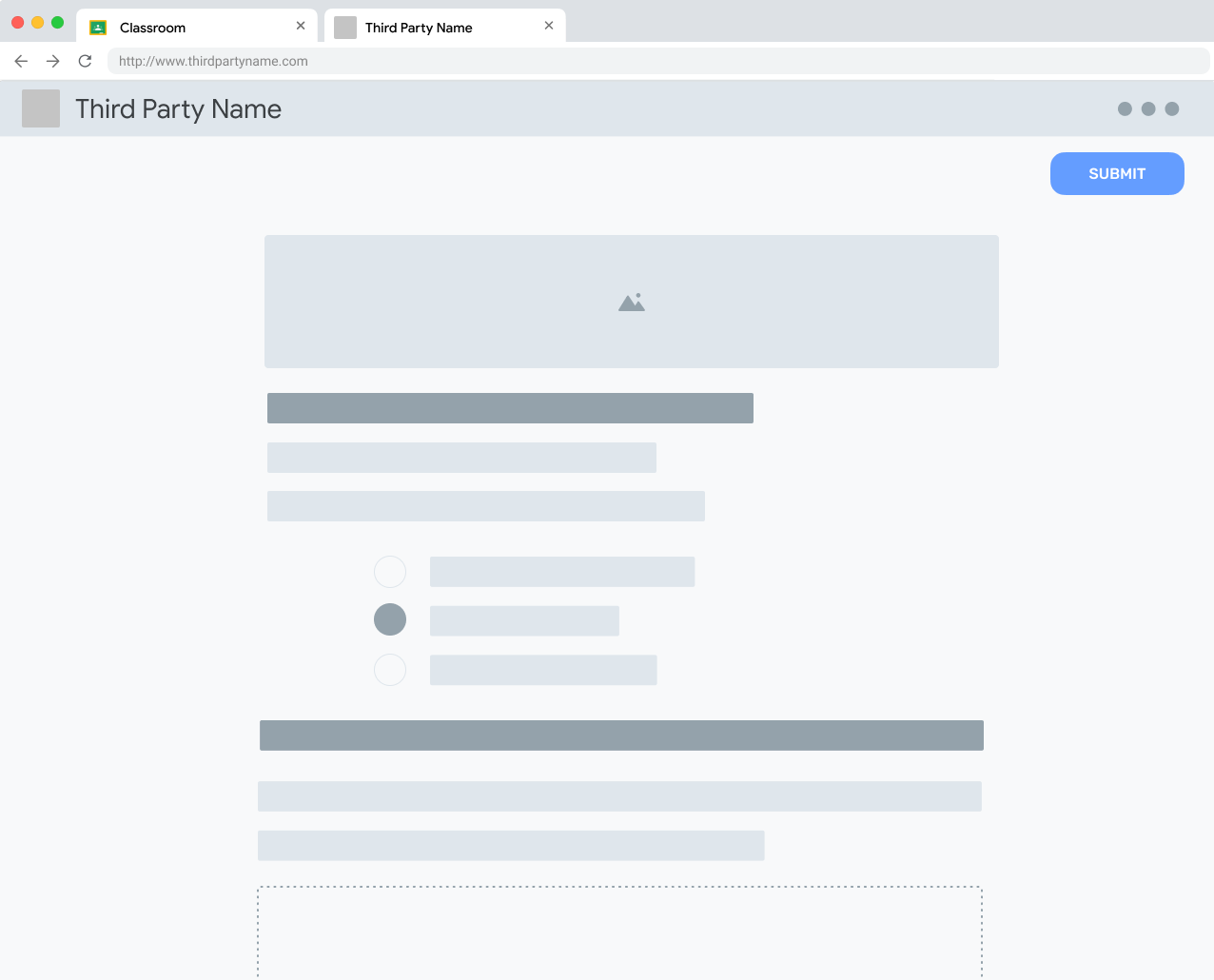 学生在 Google 课堂之外查看活动时的视图