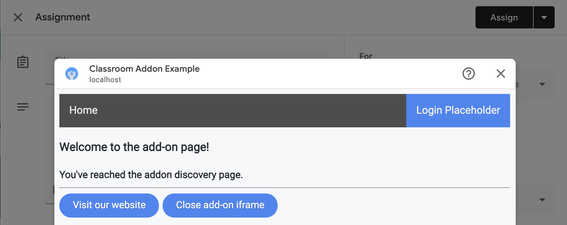 iframe 中的示例 Web 应用