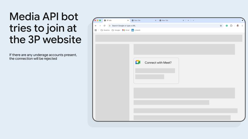 Meet Media API 机器人尝试在第三方网站上加入会议。