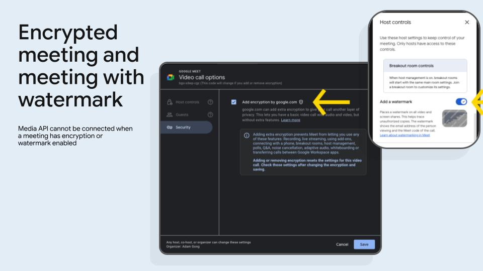 Reuniões criptografadas e com marca-d'água.