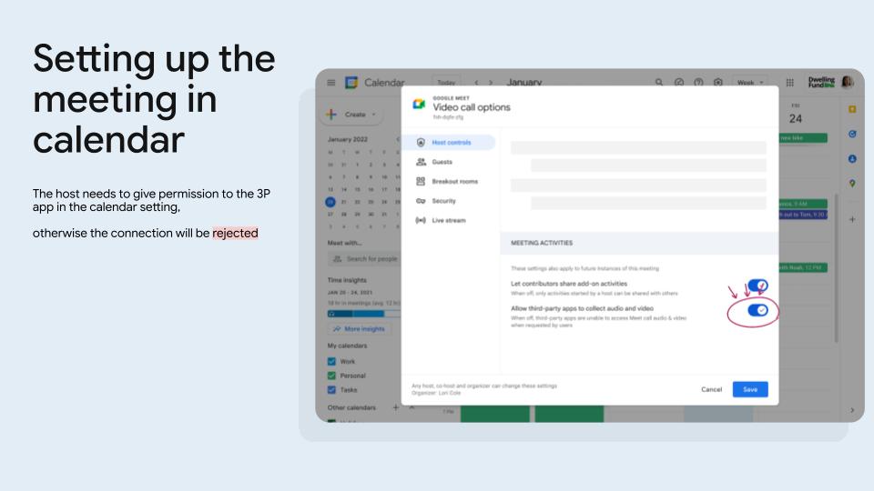 إعداد الاجتماع في &quot;تقويم Google&quot;