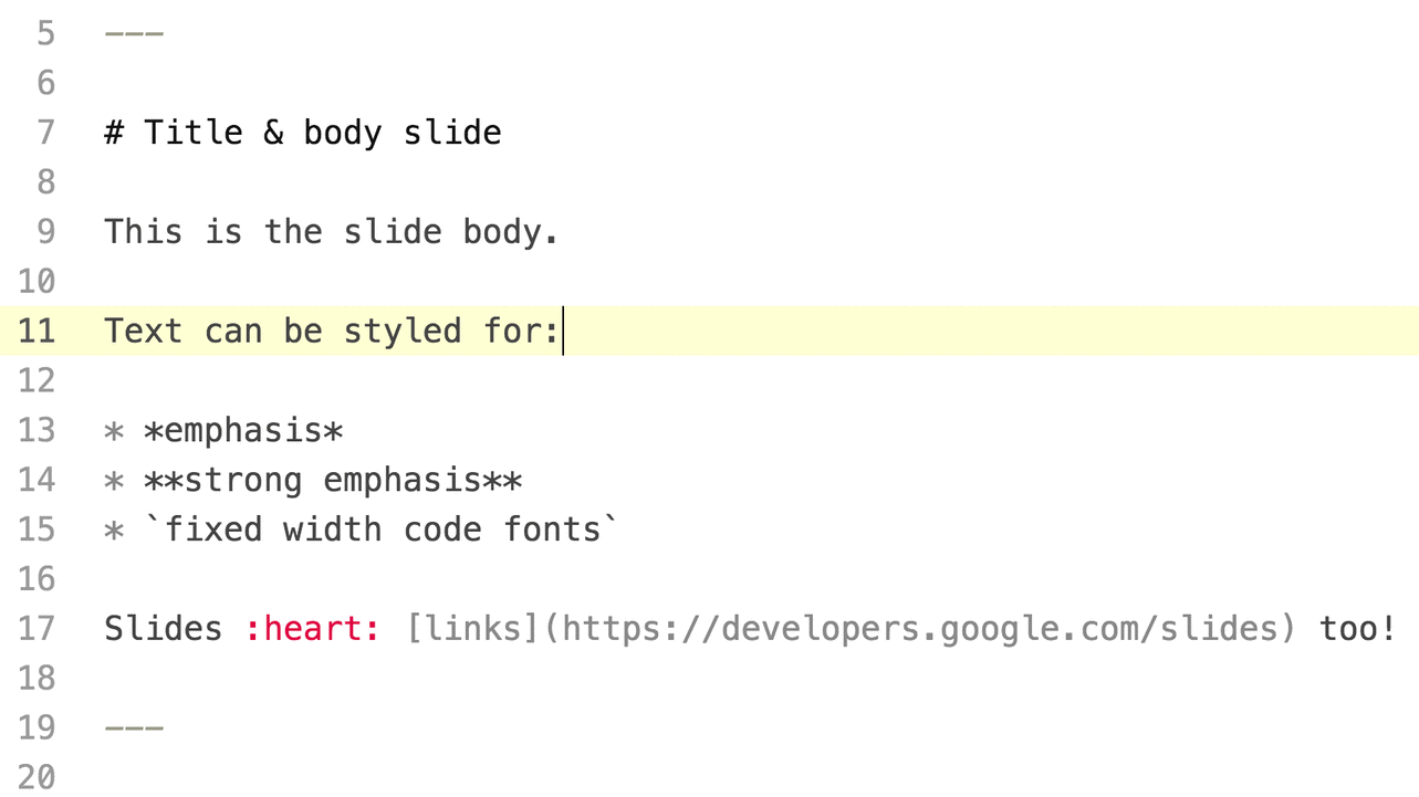 יצירת מצגות מקובצי Markdown.