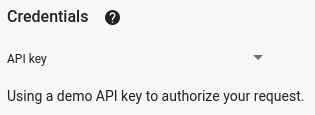 此图片显示了全屏 APIs Explorer 中的“Credentials”以及下拉菜单，其中“API 密钥”选项处于选中状态。